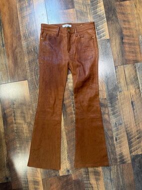 Frame Lamb Leather Le Crop Mini Boot in Rust